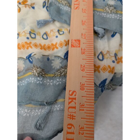 Woven Heart Floral Duster Kimono Womens One Size Blue Fringe Lightweight Boho - Picture 11 of 11